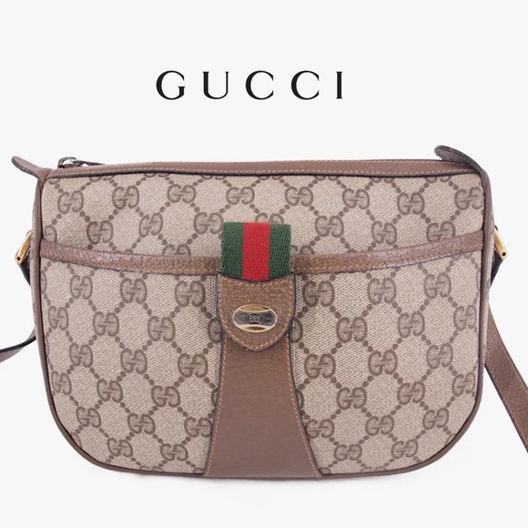 Gucci Handbags - GUCCI Sherry Line GG Web PVC Canvas Browns Crossbody Shoulder bag